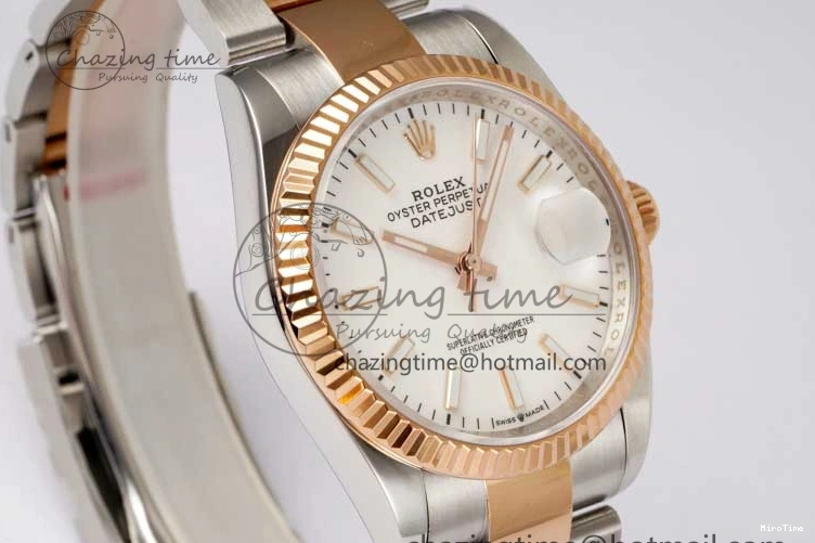 MiroTime 0508 Seasonal DateJust 36mm SS RG DIWF 1:1 Best Edition 904L Steel White Stick Dial on Jubilee Oyster SA 2306